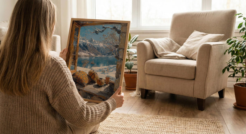Chile Window Wall Art, Patagonia Cabin Decor - Snowy Mountain Mate Tea