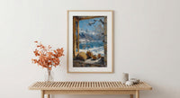 Chile Window Wall Art, Patagonia Cabin Decor - Snowy Mountain Mate Tea
