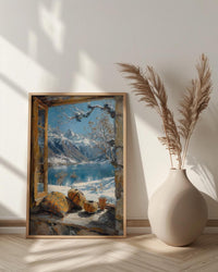 Chile Window Wall Art, Patagonia Cabin Decor - Snowy Mountain Mate Tea