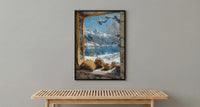 Chile Window Wall Art, Patagonia Cabin Decor - Snowy Mountain Mate Tea