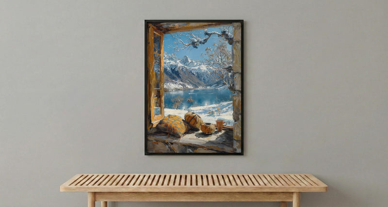 Chile Window Wall Art, Patagonia Cabin Decor - Snowy Mountain Mate Tea