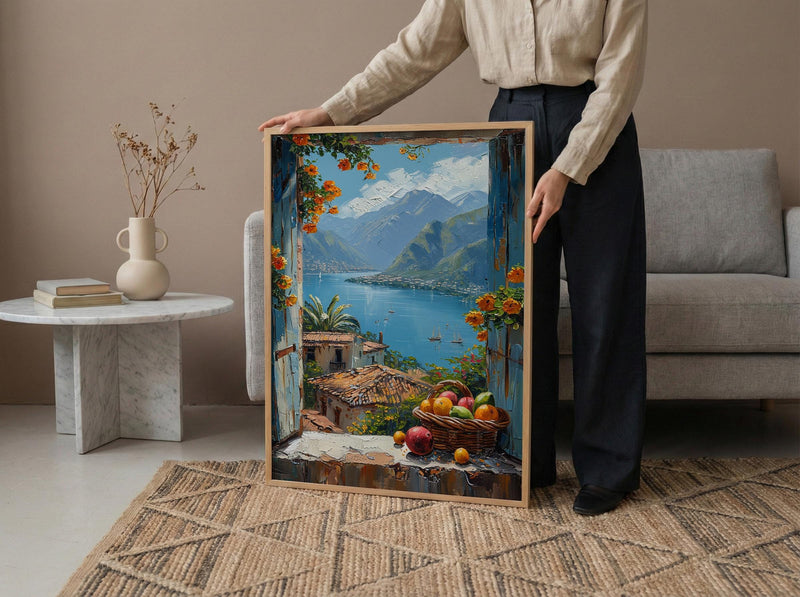 Guatemala Window Art Print, Lake Atitlan Decor - Tropical Fruit Landscape
