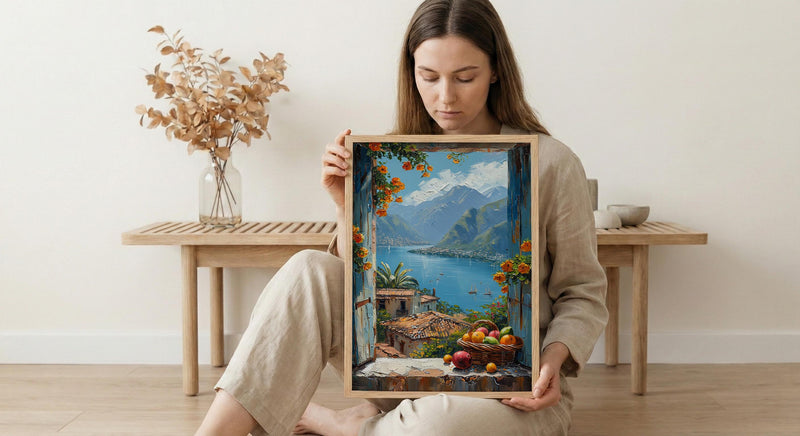Guatemala Window Art Print, Lake Atitlan Decor - Tropical Fruit Landscape