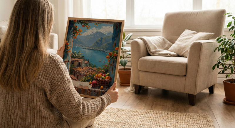 Guatemala Window Art Print, Lake Atitlan Decor - Tropical Fruit Landscape