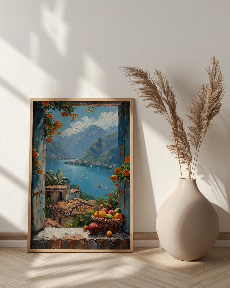 Guatemala Window Art Print, Lake Atitlan Decor - Tropical Fruit Landscape