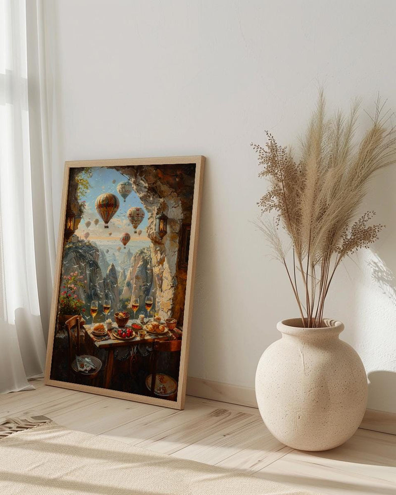 Cappadocia Window Wall Art, Hot Air Balloon Decor - Sunrise Stone Room