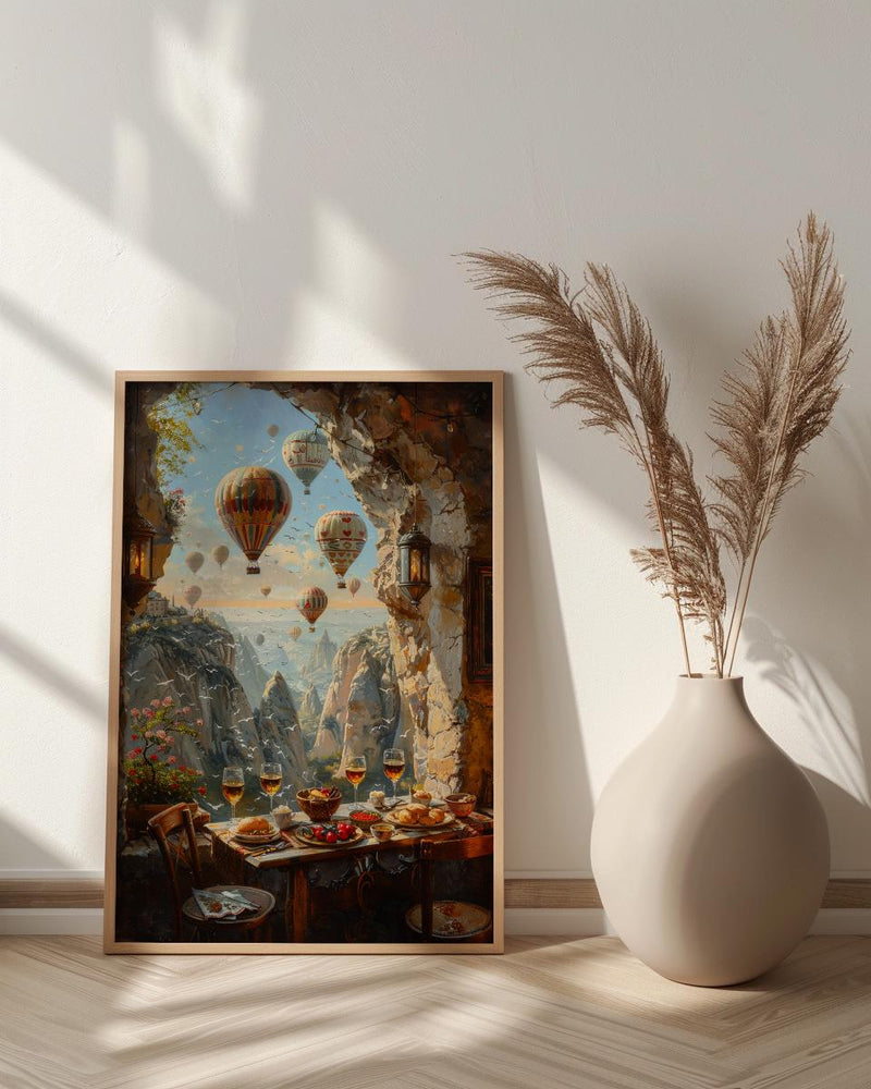 Cappadocia Window Wall Art, Hot Air Balloon Decor - Sunrise Stone Room