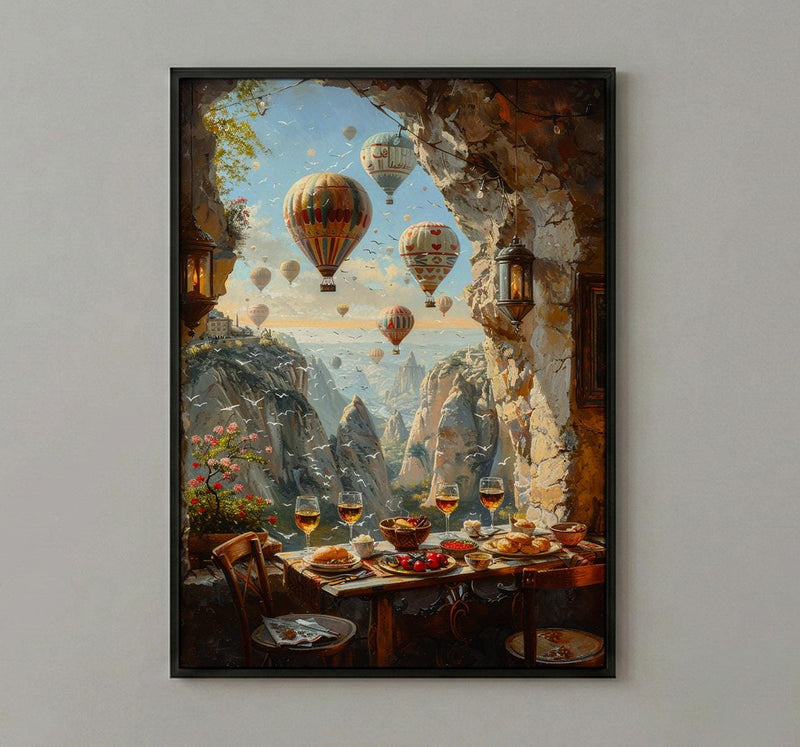 Cappadocia Window Wall Art, Hot Air Balloon Decor - Sunrise Stone Room