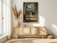 Morocco Riad Window Poster, Courtyard Decor - Mint Tea Boho Art