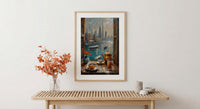 Dubai Window Art Print, Skyline Decor - Burj Khalifa Arabic Coffee