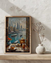 Dubai Window Art Print, Skyline Decor - Burj Khalifa Arabic Coffee