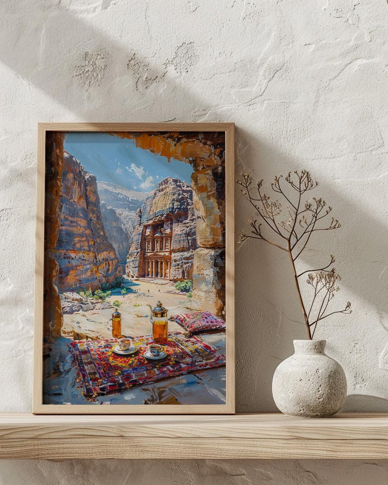 Petra Window Poster, The Treasury Decor - Red Rock Cave Landscape