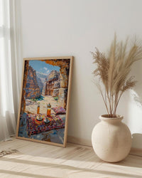 Petra Window Poster, The Treasury Decor - Red Rock Cave Landscape