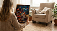 Bazaar Window Poster, Mosaic Lamp Decor - Night Market Street Art