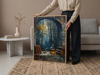 Witchy Window Art Print, Gothic Forest Decor - Potion Bottle Landscape