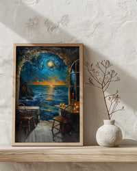 Galaxy Window Poster, Cosmic Sky Decor - Crystal Ball Magic Art