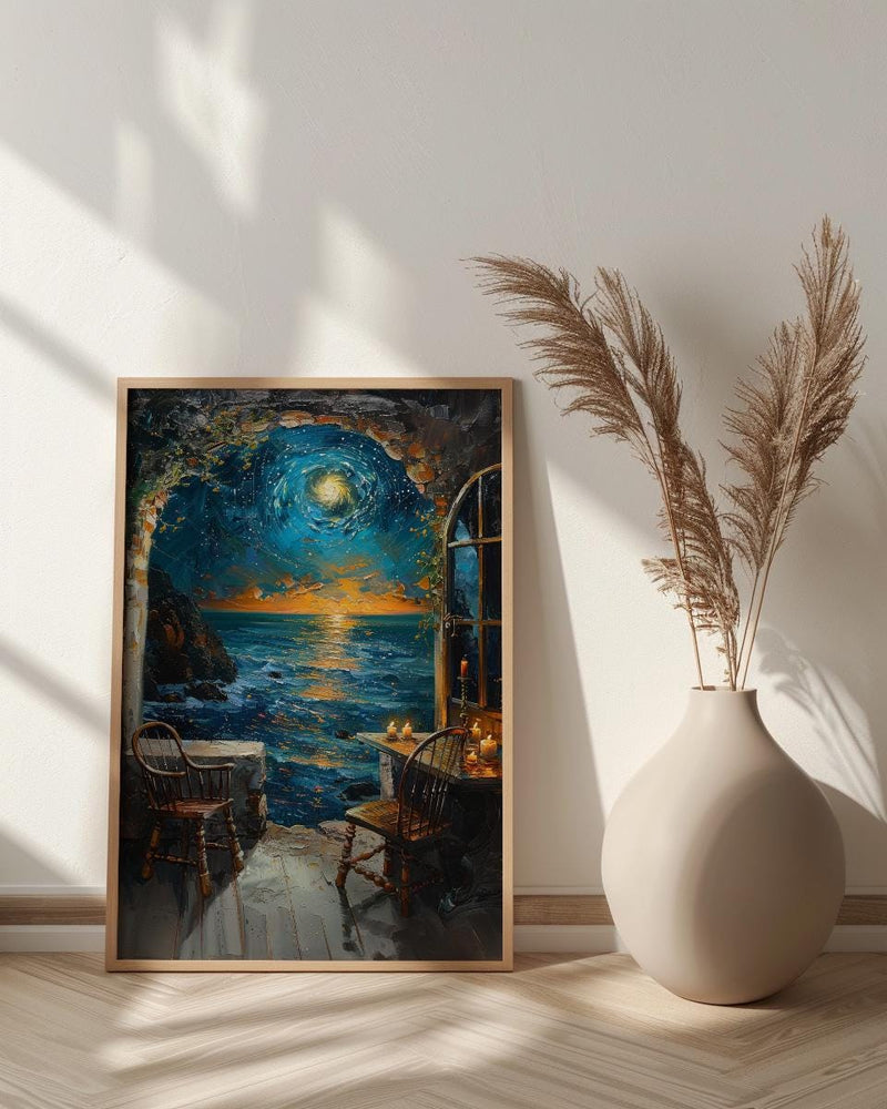 Galaxy Window Poster, Cosmic Sky Decor - Crystal Ball Magic Art