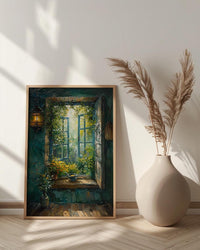 Kitchen Witch Poster, Magic Garden Decor - Dried Herbs Window Art