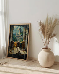 Dark Academia Art Print, Magic Library Decor - Ancient Scroll Window