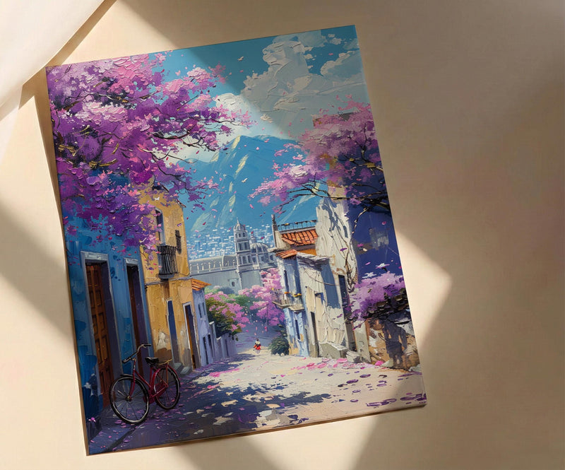 Mexico City Art Print, Purple Spring Decor - Jacaranda Landscape