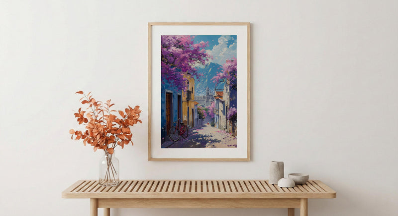 Mexico City Art Print, Purple Spring Decor - Jacaranda Landscape