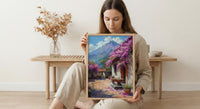 Antigua Art Print, Guatemala Spring Wall Decor - Bougainvillea Volcano