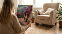 Antigua Art Print, Guatemala Spring Wall Decor - Bougainvillea Volcano