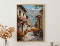 Cusco Andean Wall Art, Inca Stone Decor - Spring Floral Landscape