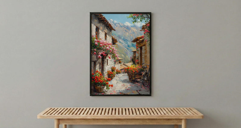 Cusco Andean Wall Art, Inca Stone Decor - Spring Floral Landscape