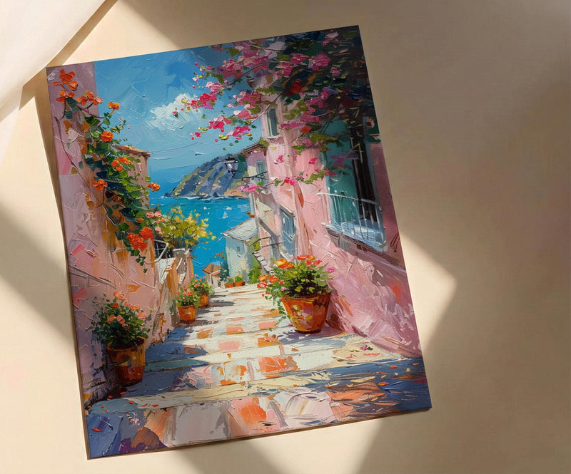 Valparaiso Wall Art, Chile Spring Decor - Colorful Staircase Print