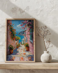 Valparaiso Wall Art, Chile Spring Decor - Colorful Staircase Print