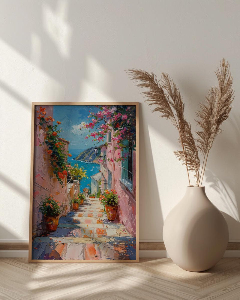 Valparaiso Wall Art, Chile Spring Decor - Colorful Staircase Print