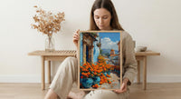 Oaxaca Market Poster, Orange Marigold Wall Decor - Floral Street Art