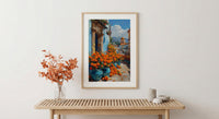 Oaxaca Market Poster, Orange Marigold Wall Decor - Floral Street Art