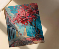 San Juan Art Print, Flamboyant Tree Decor - Blue Cobblestone Art