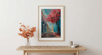 San Juan Art Print, Flamboyant Tree Decor - Blue Cobblestone Art
