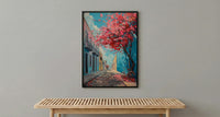 San Juan Art Print, Flamboyant Tree Decor - Blue Cobblestone Art