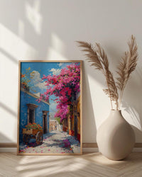 San Miguel Art Print, Pink Floral Decor - Bougainvillea Street