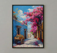 San Miguel Art Print, Pink Floral Decor - Bougainvillea Street
