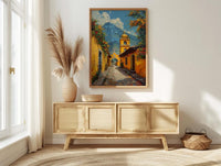 Antigua Spring Poster, Yellow Arch Decor - Volcano Landscape
