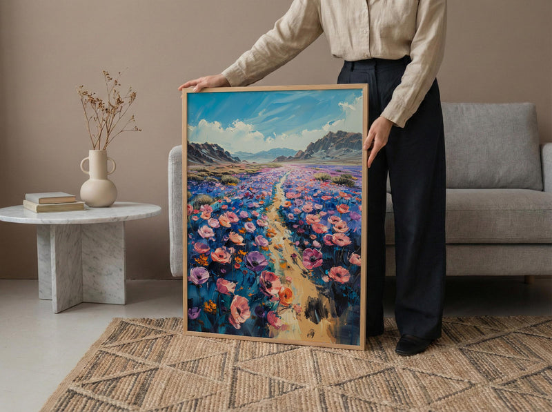 Atacama Desert Wall Art, Spring Bloom Decor - Pink Floral Print