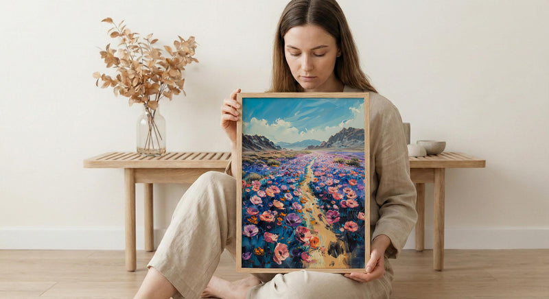 Atacama Desert Wall Art, Spring Bloom Decor - Pink Floral Print