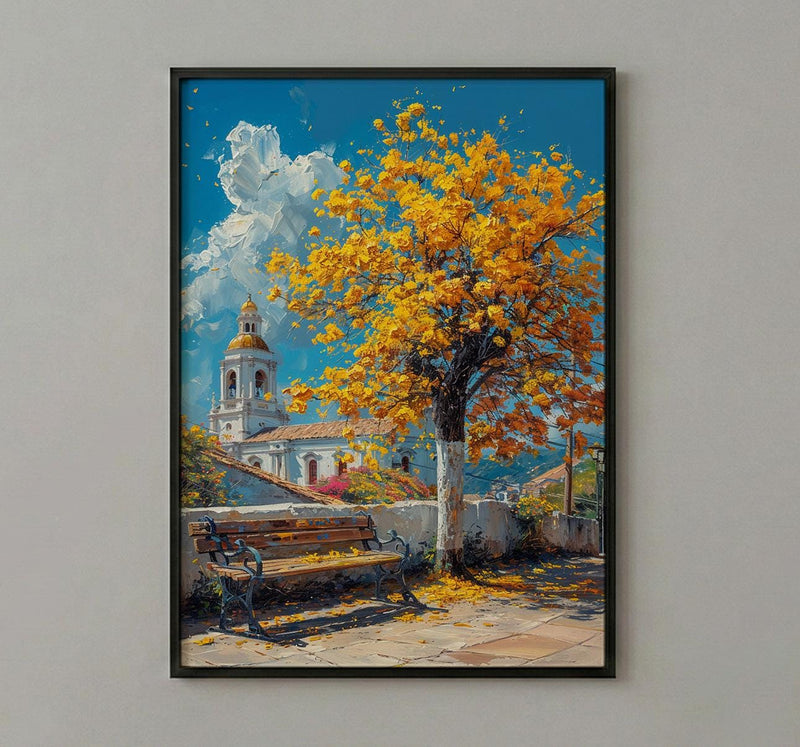 Quito Art Print, Yellow Blossom Wall Decor - Ecuador Spring Landscape