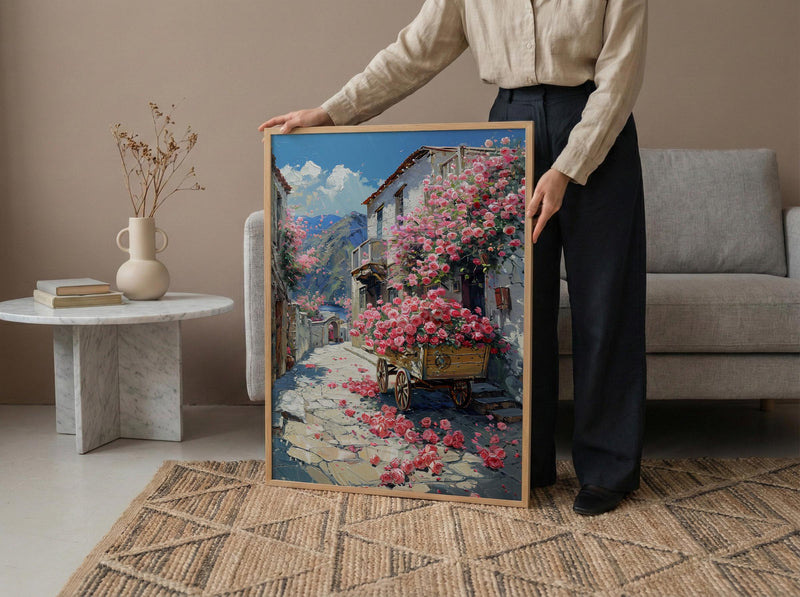 Taif Wall Art, Pink Rose Decor - Saudi Arabia Spring Print