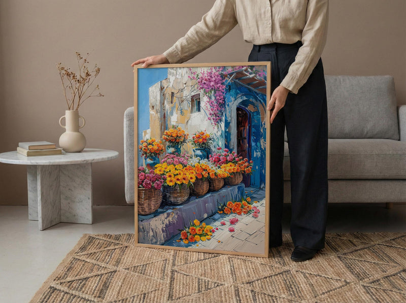 Doha Souq Wall Art, Qatar Spring Decor - Floral Market Print