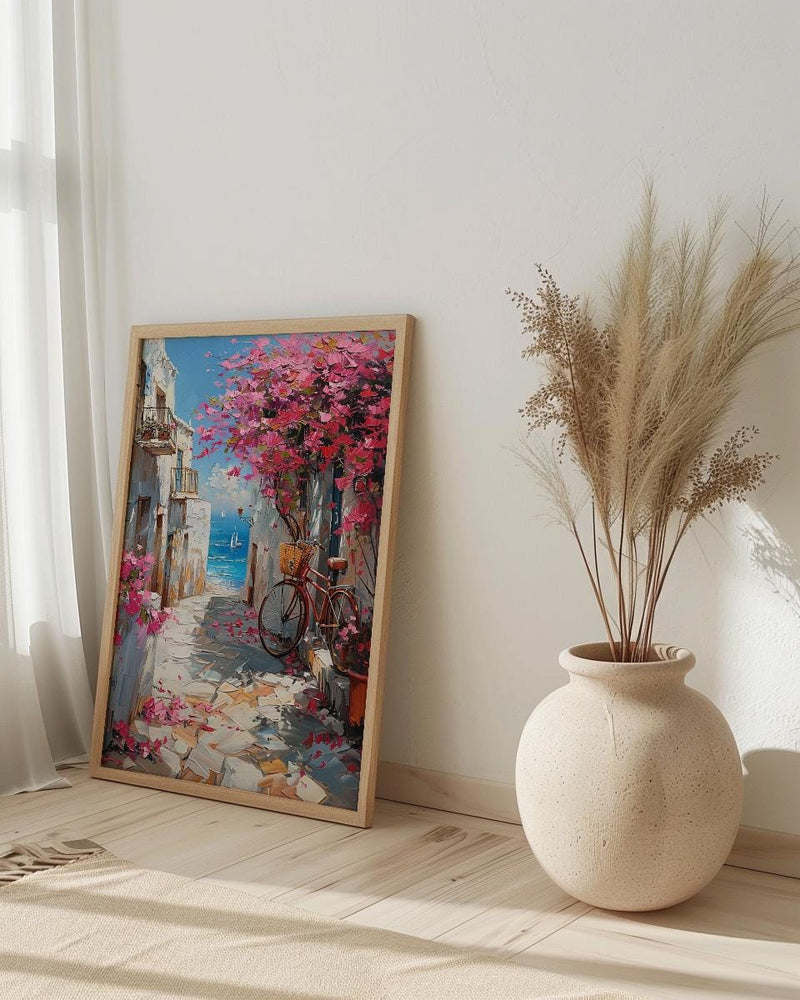 Alexandria Wall Art, Coastal Spring Decor - Pink Bougainvillea
