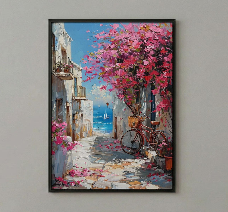 Alexandria Wall Art, Coastal Spring Decor - Pink Bougainvillea