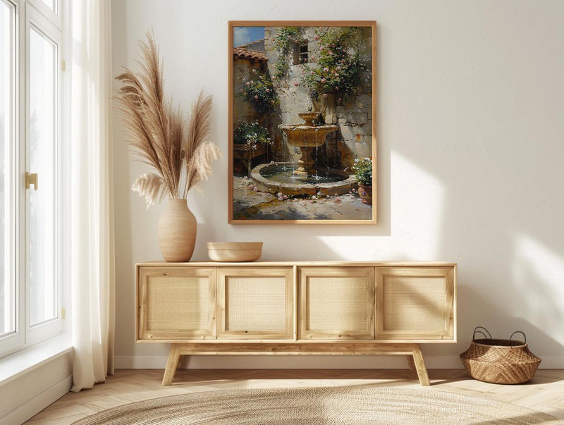 Damascus Courtyard Poster, Jasmine Decor - Historic Fountain