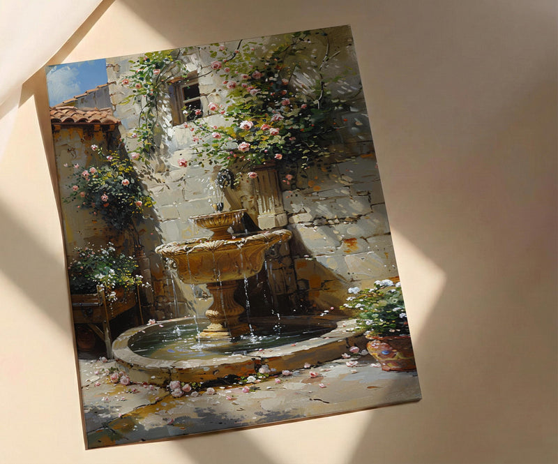 Damascus Courtyard Poster, Jasmine Decor - Historic Fountain