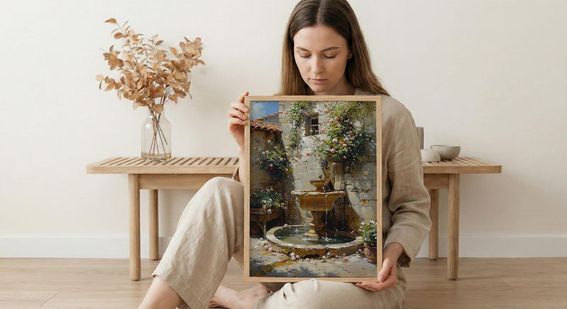 Damascus Courtyard Poster, Jasmine Decor - Historic Fountain